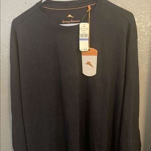 Tommy Bahama New Black Long Sleeve Crewneck Pima Cotton And Moss Blend